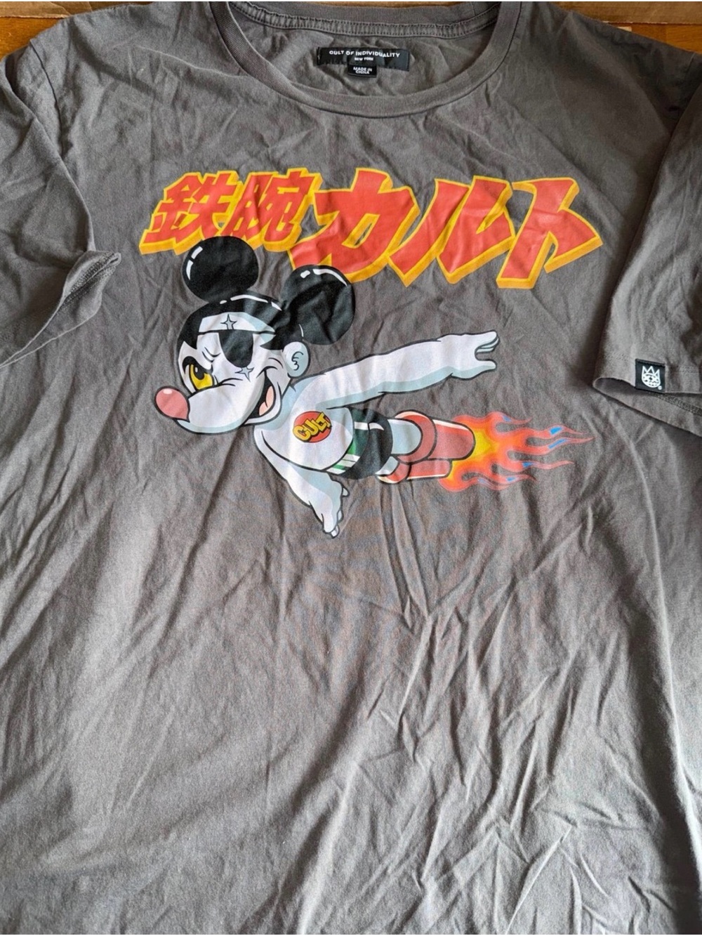 Cult of Individuality T Shirt Medium Gray Cartoon mouse Graphic Print Tee Mens A
